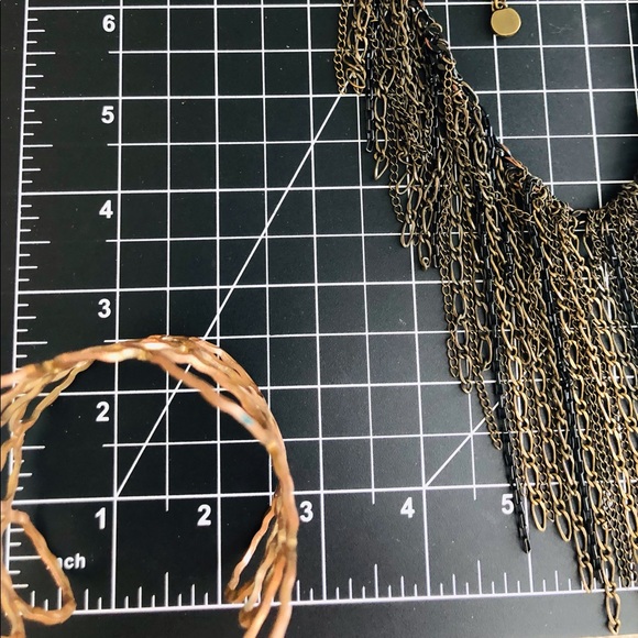 Vintage Fringe Chain Necklace & Modernist Wide Cuff Bracelet - Picture 3 of 16